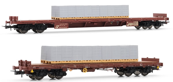 Rivarossi HR6329 - Italian flatcar set type Rgmms and Rgs of the FS; loaded with cement blocks