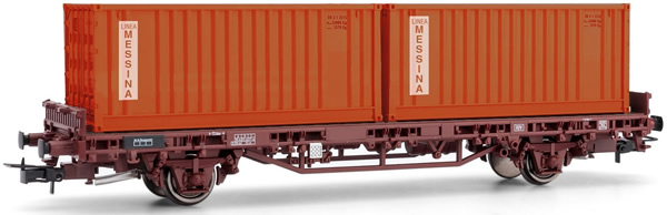 Rivarossi HR6463 - 2-axle flat car Kgps without sideboards, loaded with two 20´ containers MESSINA