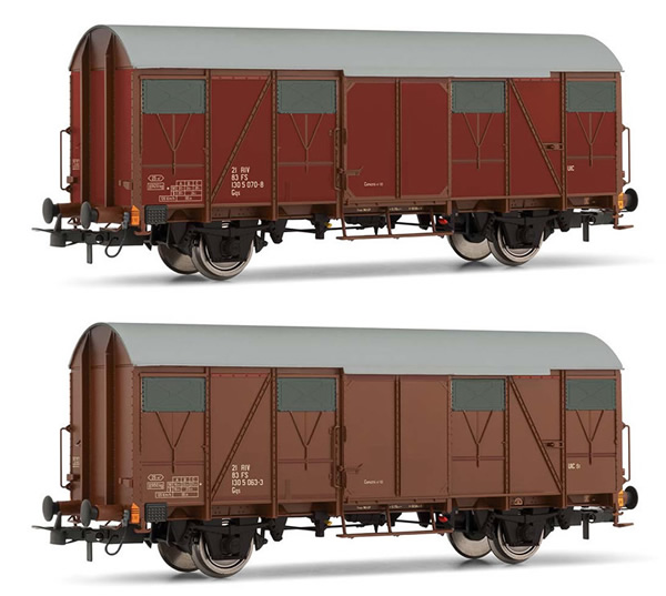Rivarossi HR6505 - 2-unit set of closed wagons Gs with flat walls