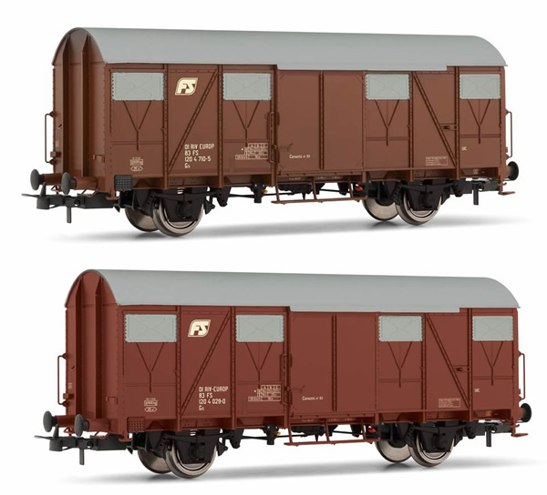 Rivarossi HR6506 - 2-unit set of closed wagons Gs FS a losanga logo