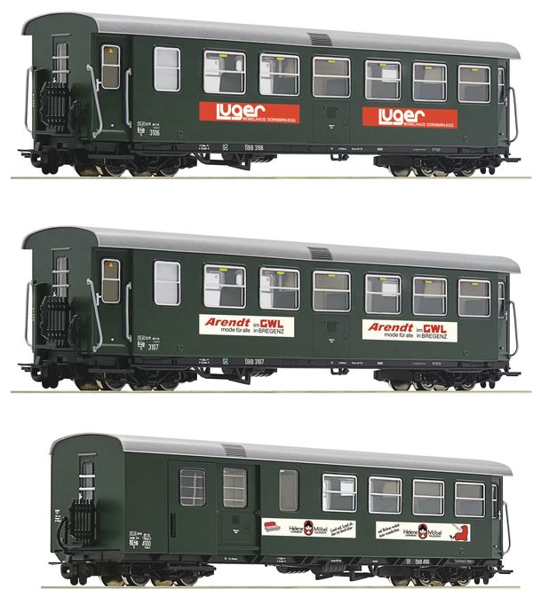 Roco 34034 - 3 piece set: Narrow-gauge passenger coaches, ÖBB