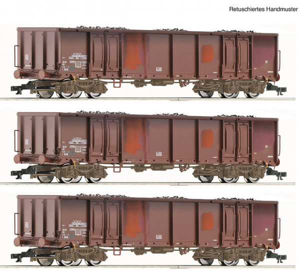 Roco 37654 - 3pc Open Freight Car Set