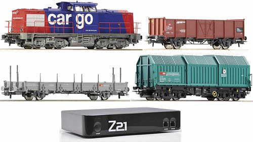 Roco 41503 - Digital starter set z21 diesel locomotiveseries 203 of the SBB-Cargo with freight train