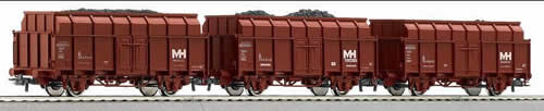 Roco 45970 - 3-part set of Maxhütte open freight cars