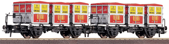 Roco 46997 Double Wagon Unit w/ Von Haus Zu Haus Containers