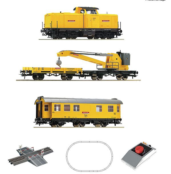 Roco 5100002 - Analogue Start Set: German Diesel locomotive class 212 with crane train of the DB