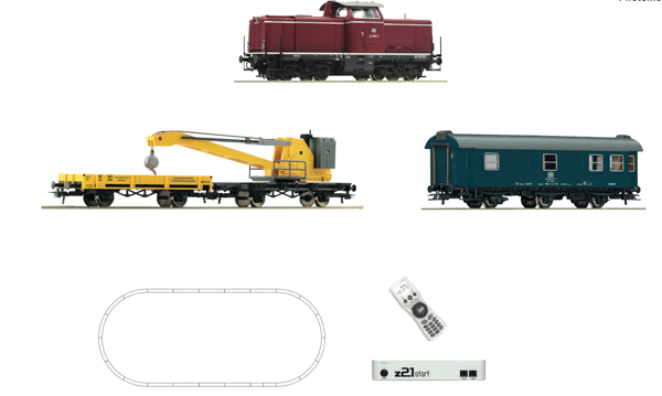 Roco 5110004 - z21 Digital Starter Set with German Diesel Locomotive Class 211 with Crane Train of the DB
