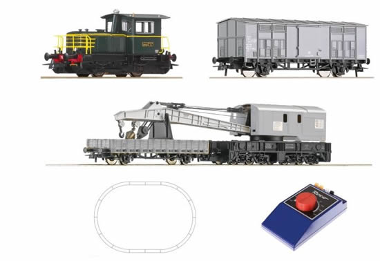 Roco 51157 - Italian Analogue Starter Set: Diesel Locomotive D.214 & crane train of the FS