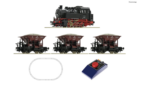 Roco 51159 - Analogue Start Set: Steam locomotive class 80 with wagon train