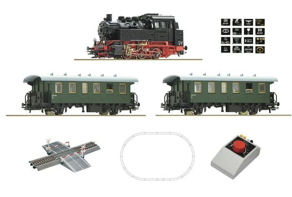 Roco 51161 - Analogue Starter Set: Steam locomotive class 80 with a passenger train