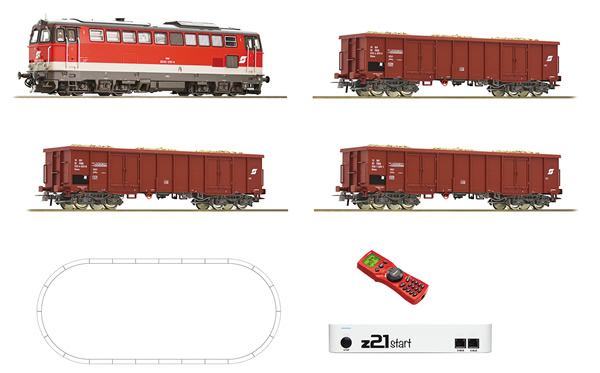 Roco 51291 - Austrian Digital Starter Set z21 with Series 2043 Diesel Locomotive and Goods Train of the OBB