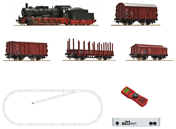 Roco 51318 - Digital Starter Set z21: Steam Locomotive Class 057 and goods train of the DB