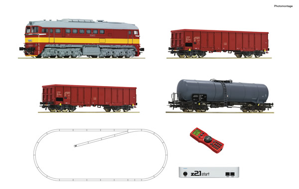 Roco 51332 - z21 start digital set: Czech Diesel locomotive T679.1 with goods train of the CSD