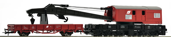 Roco 56239 - Austrian Crane Wagon and Barrier Wagon of the OBB