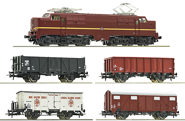 Roco 61459 - 5 piece set: Electric locomotive 1224 with freight train, NS