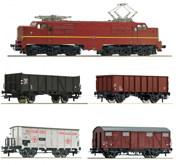 Roco 61460 - 5 piece set: Electric locomotive 1224 with freight train, NS