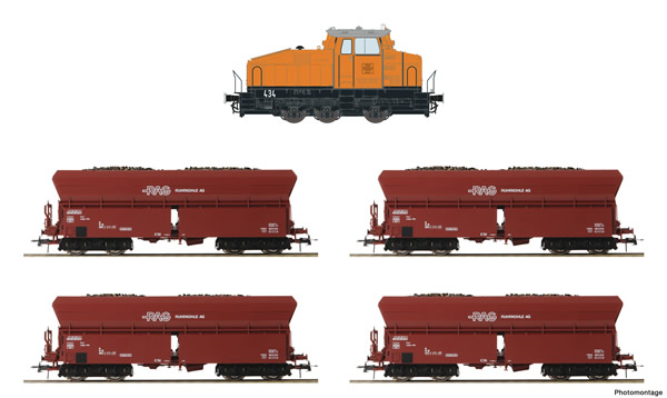 Roco 61467 - German Diesel locomotive DHG 500 with 5 self-unloading wagons