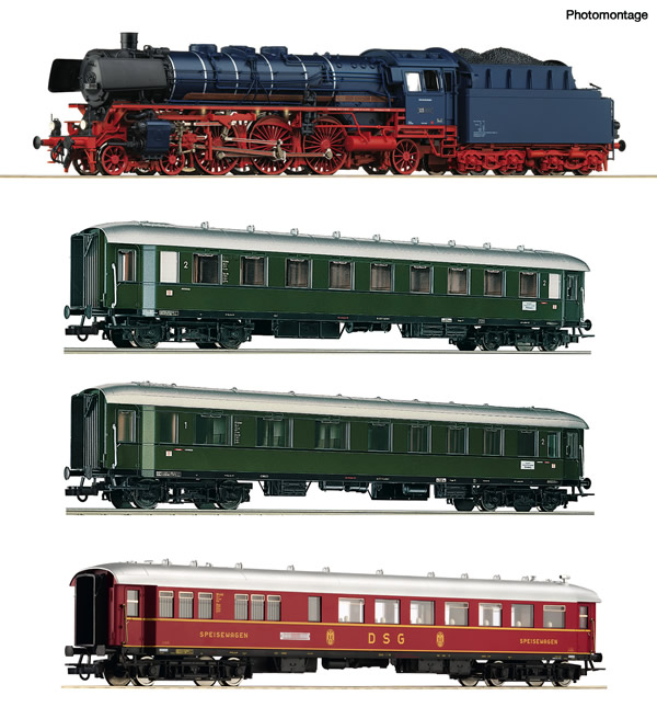 Roco 61474 - German Steam locomotive class 03.10 and fast train Set of the DB