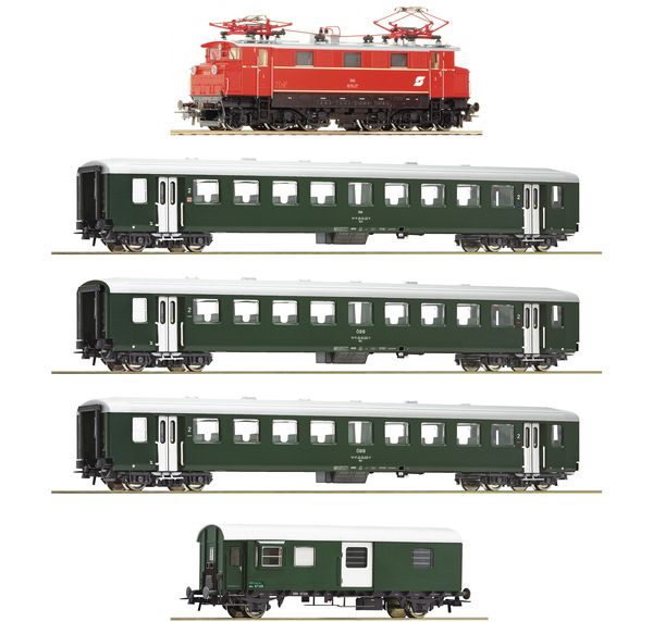 Roco 61495 - Austrian 5  piece set: Electric locomotive 1670.27 with passenger train of the ÖBB (Sound)
