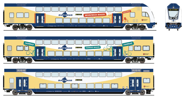 Roco 6210105 - 3-piece set: Double-decker coaches, metronom