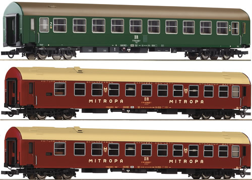 Roco 64148 - German 3-piece Set Passenger Carriage Spree-Alpen-Express of the DR