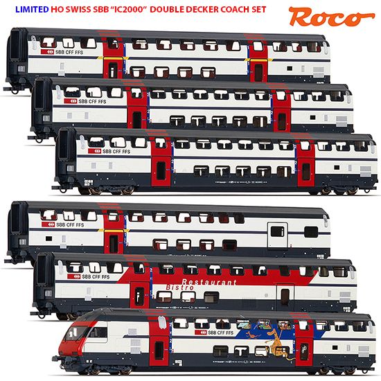 Roco 64850-1 - Swiss SBB IC2000 Double Decker Coach Set