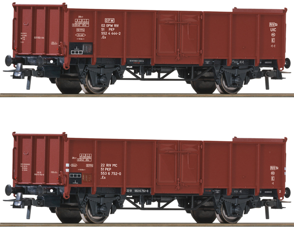 Roco 6600058 - 2-piece set: Open freight wagons, PKP