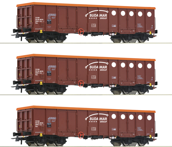 Roco 6600087 - 3-piece set: Open freight wagons, Budamar
