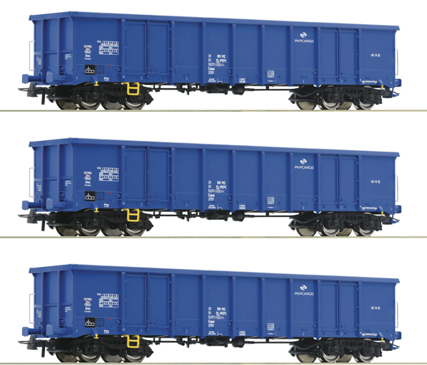 Roco 6600100 - 3-piece set: Open freight wagons, PKP Cargo