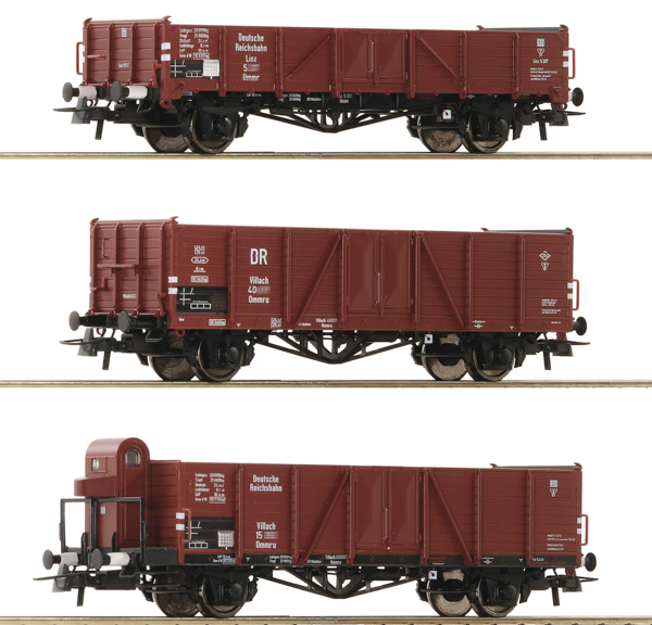Roco 6600102 - 3-piece set: Open freight wagons, DRB