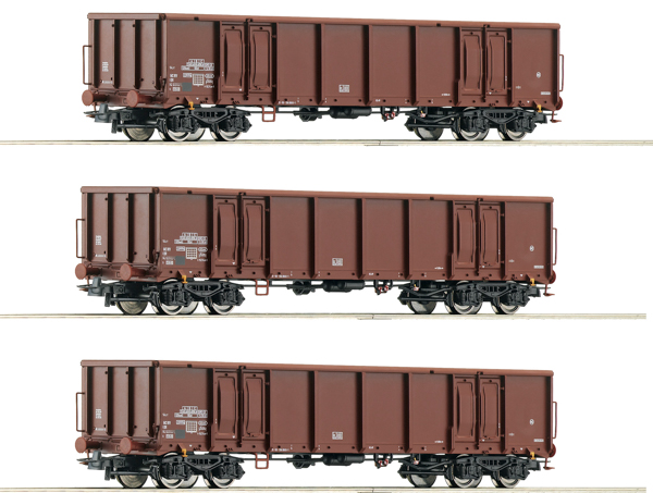 Roco 6600103 - 3-piece set: Open freight wagons, DR