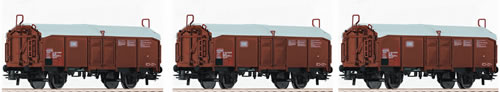 Roco 66153 - 3 Piece Set: Sliding Roof Freight Wagons