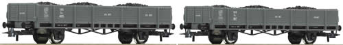 Roco 67040 - 2-Piece Set: Gondolas with Coal Cargo