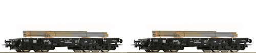 Roco 67133 - 2pc Dutch Heavy Duty Flat Wagon + coils Set of the NS