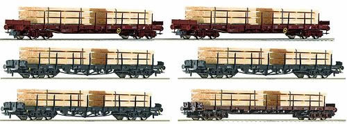 Roco 67972 - Set of Flat Cars with Wood Load