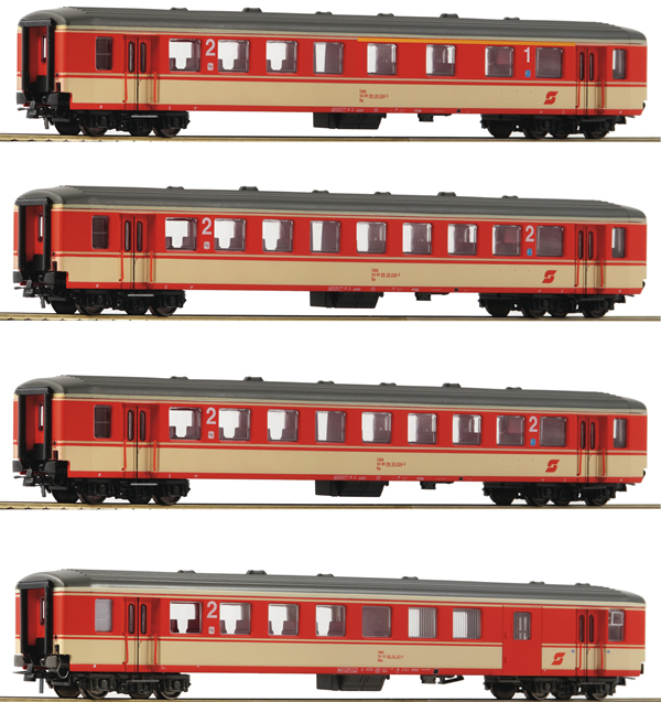 Roco 74130 - 4 piece Passenger Coach Set: Schlieren         