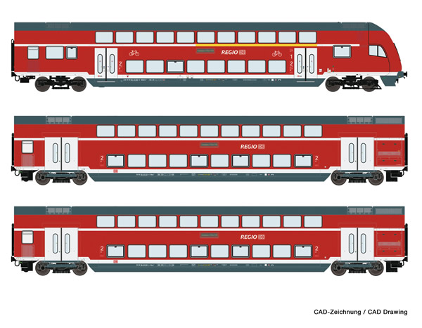 Roco 74147 - 3 piece set: Double-deck coaches