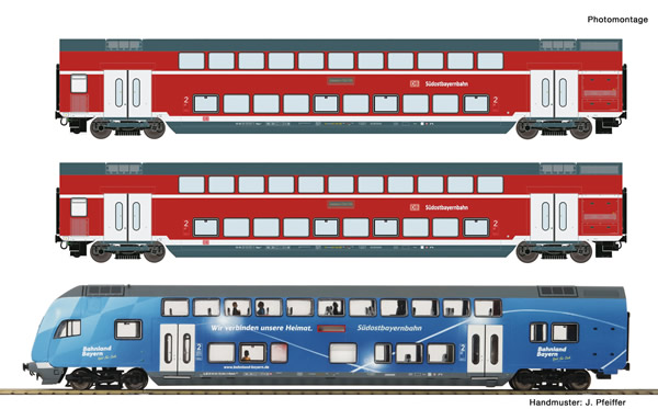 Roco 74156 - 3 piece set: Double-deck coaches