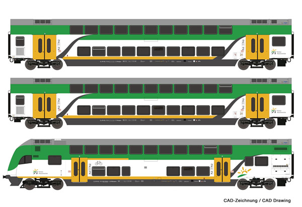 Roco 74160 - 3 piece set: Double-deck coaches