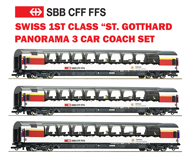 Roco 74400-1 - Swiss St. Gotthard Panorama 1st Class Coach Set