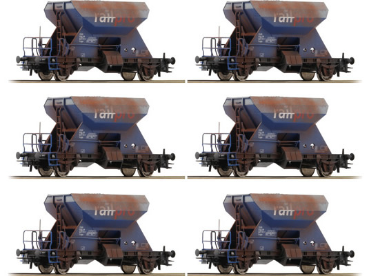 Roco 75959 - 6 piece display: Realistically weathered hopper wagons, Railpro