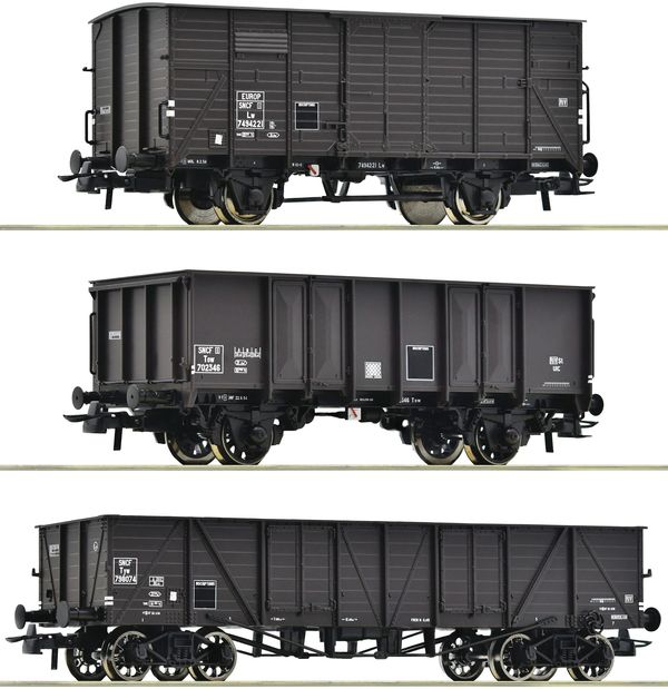 Roco 76004 - 3 piece set: Goods wagons, SNCF