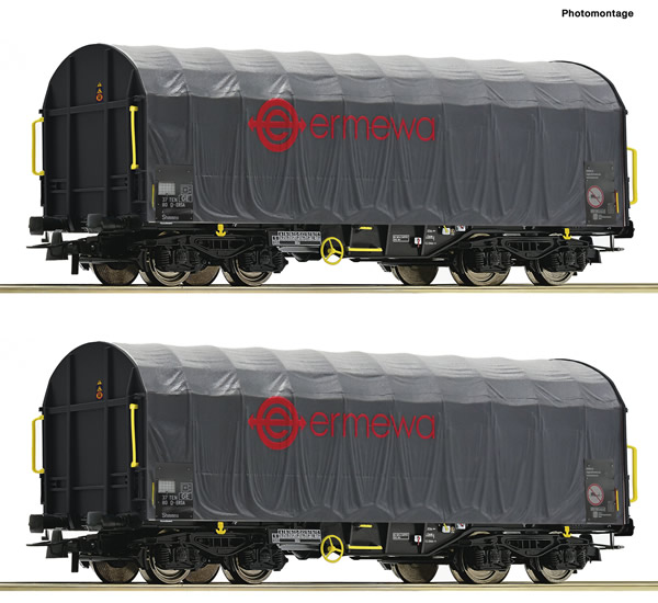 Roco 76039 - 2 piece set: Sliding tarpaulin wagons