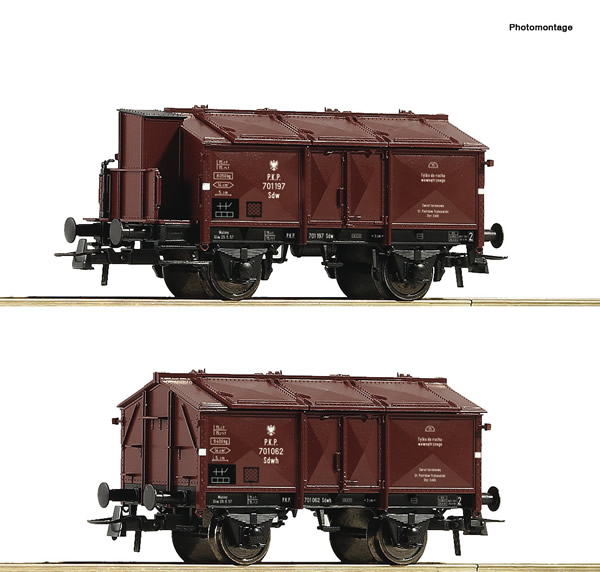 Roco 76043 - 2 piece set: Hinged lid wagons