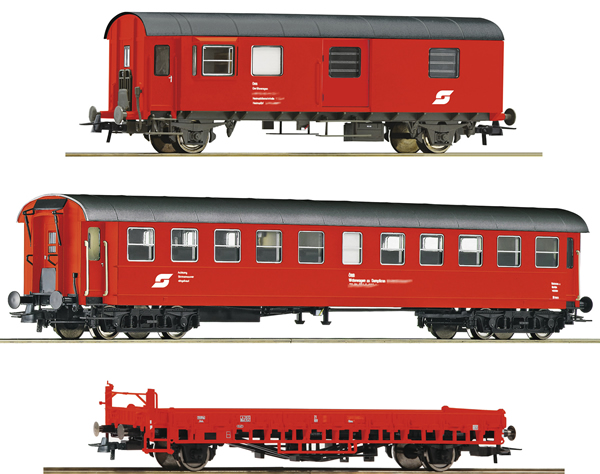Roco 76050 - 3 piece set: Construction Train Wagons       