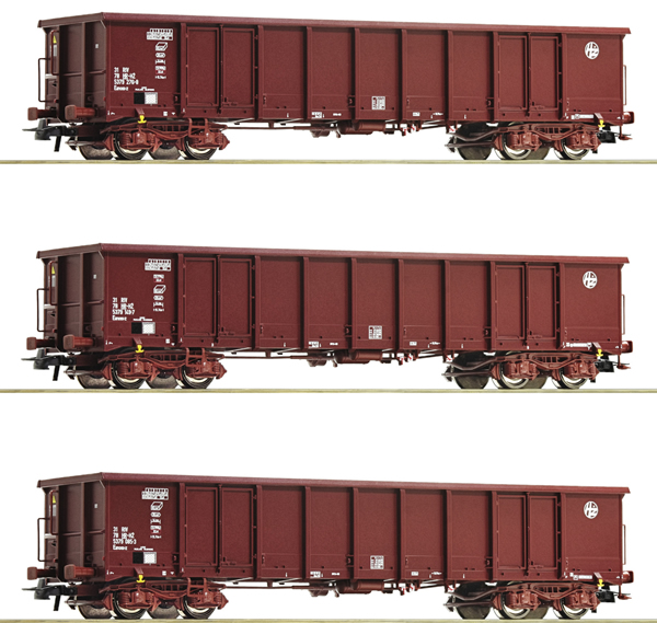 Roco 76091 - 3 piece set: Gondolas, HZ Cargo                 