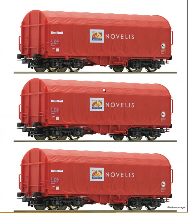 Roco 76095 - 3 piece set: Slide tarpaulin wagons, Novelis