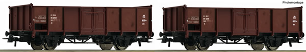 Roco 76125 - 2 piece set: Open goods wagons, DSB