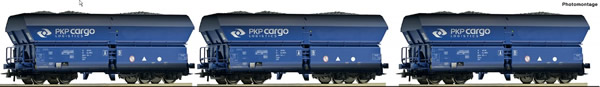 Roco 76130 - 3 piece set: Self-unloading hopper wagons, PKP Cargo
