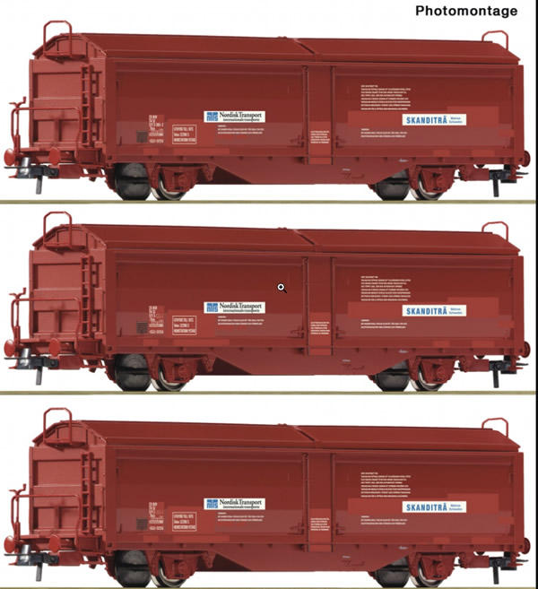 Roco 76169 - 3 piece set: Sliding wall wagons, NSB